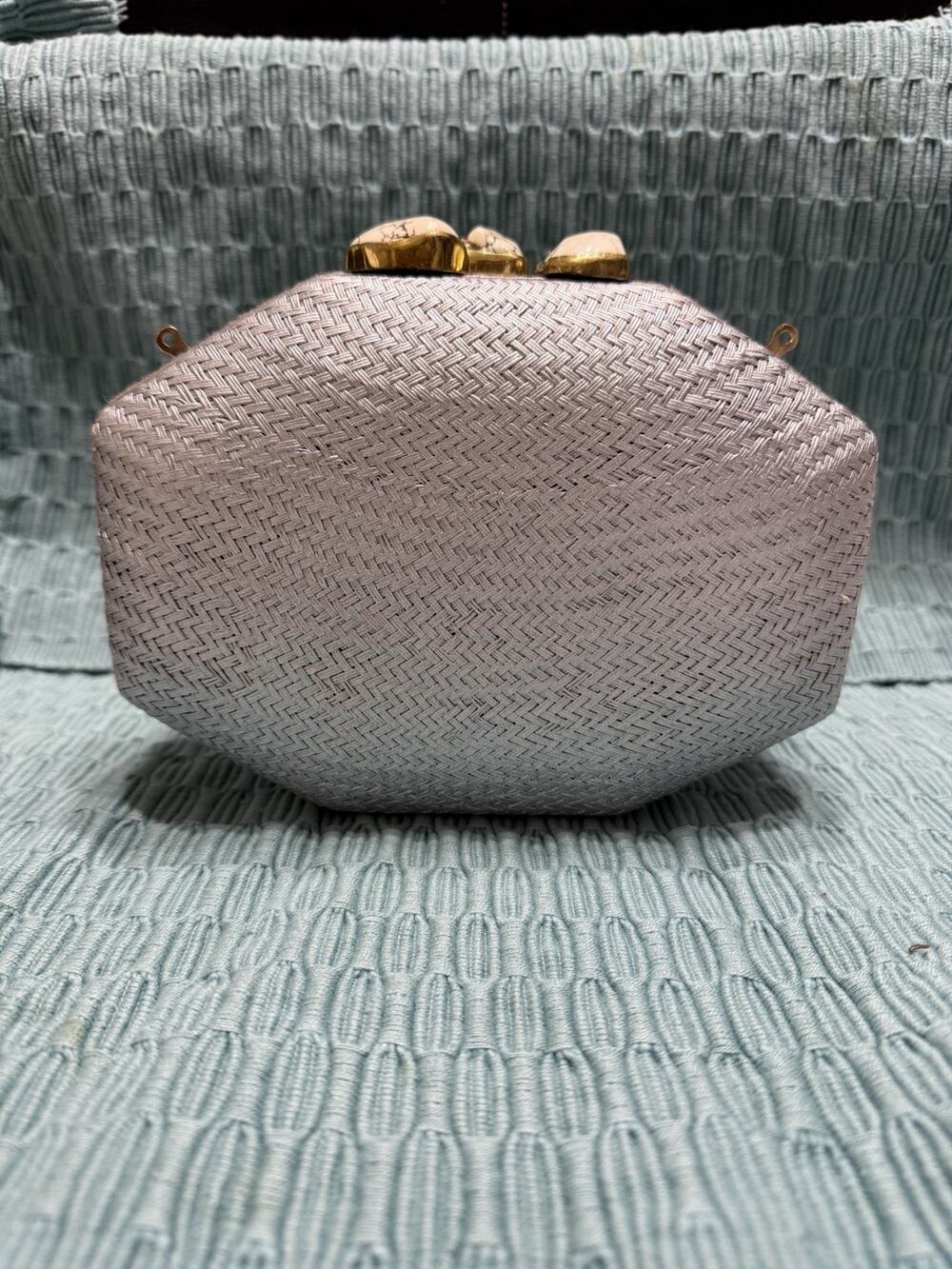 Rafé Women's Silver Woven Stone Removable Gold Strap Sofia Clutch Bag